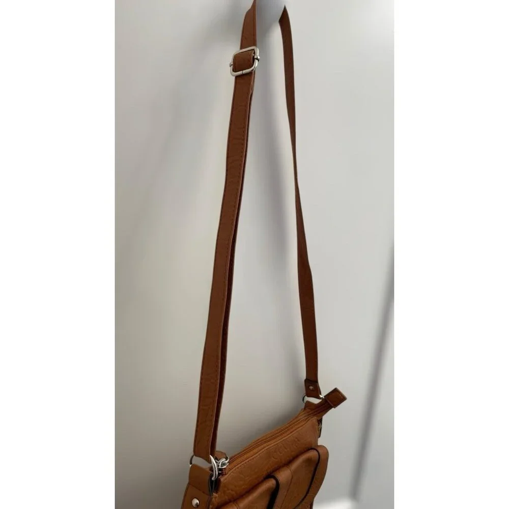 Rosetti Crossbody Shoulder Handbag Faux Leather Cognac Brown Purse - Picture 12 of 13